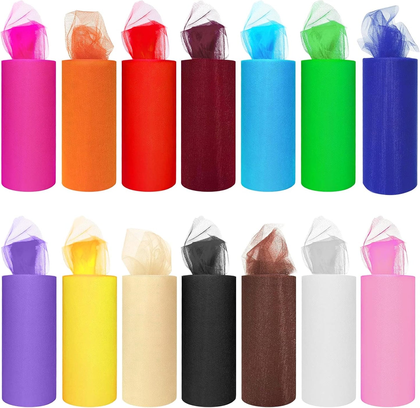 14 Colors Tulle Rolls 6” by 25 Yards (75 Feet) Rainbow Tulle Netting Fabric Spool for DIY Tutu Skirt Gift Bow Craft Wedding Party Decorations