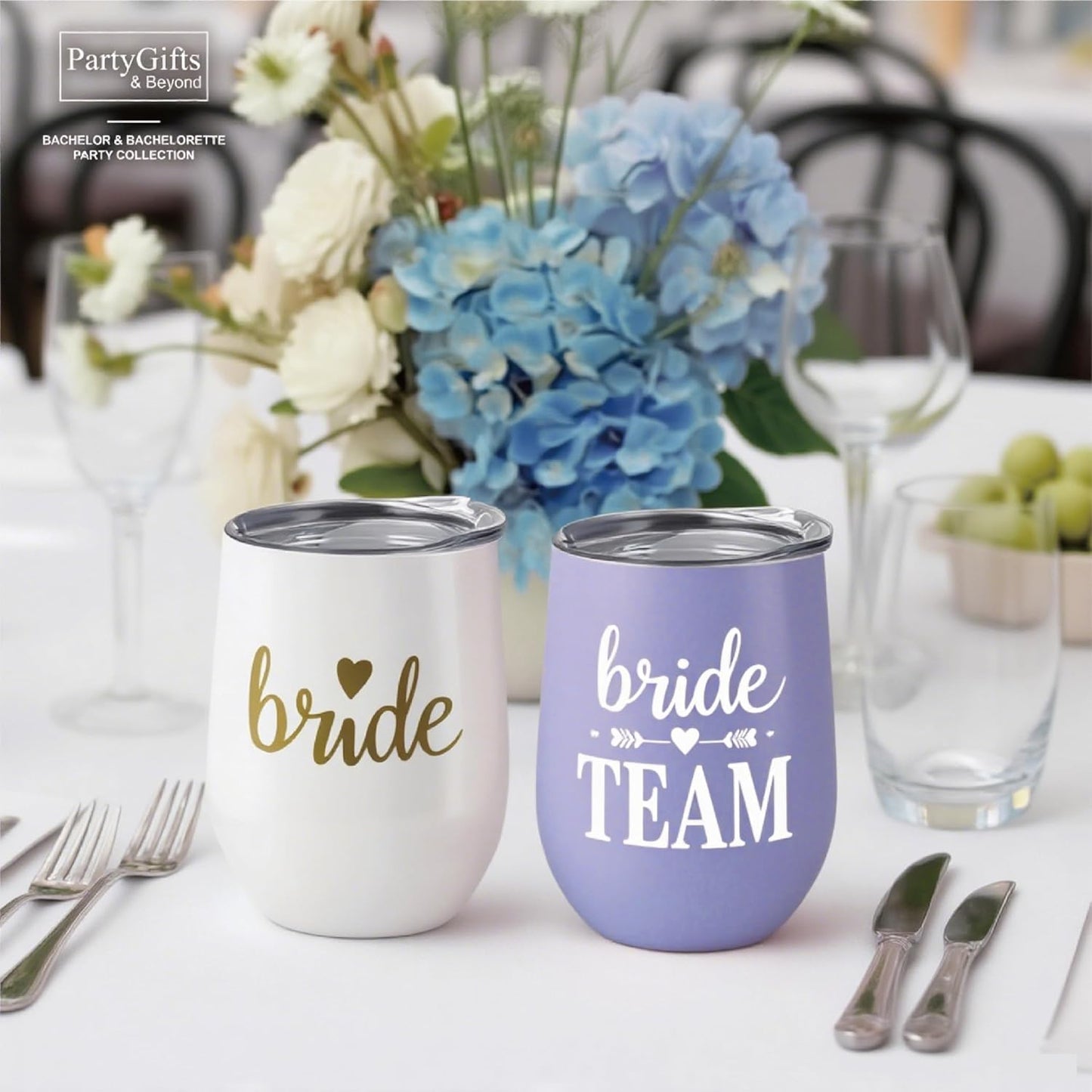 Bride Squad Bachelorette Party Cups 10 Pcs Team Bride Cups Bridesmaid Gifts Tumblers 12 Oz Insulated Cups with Lid and Straw(Lavender)