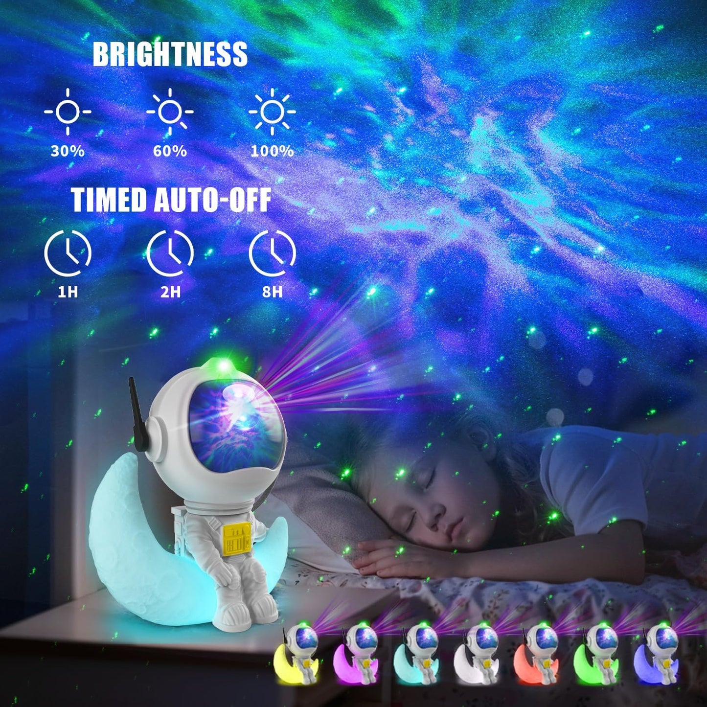 Astronaut Galaxy Projector Night Light Star with Timer and Remote Galaxy Light with Seven Colors Moon Night Light LED Nebula Lights for Kids Adults for Bedroom Gaming Room Decor Gift (Moon)