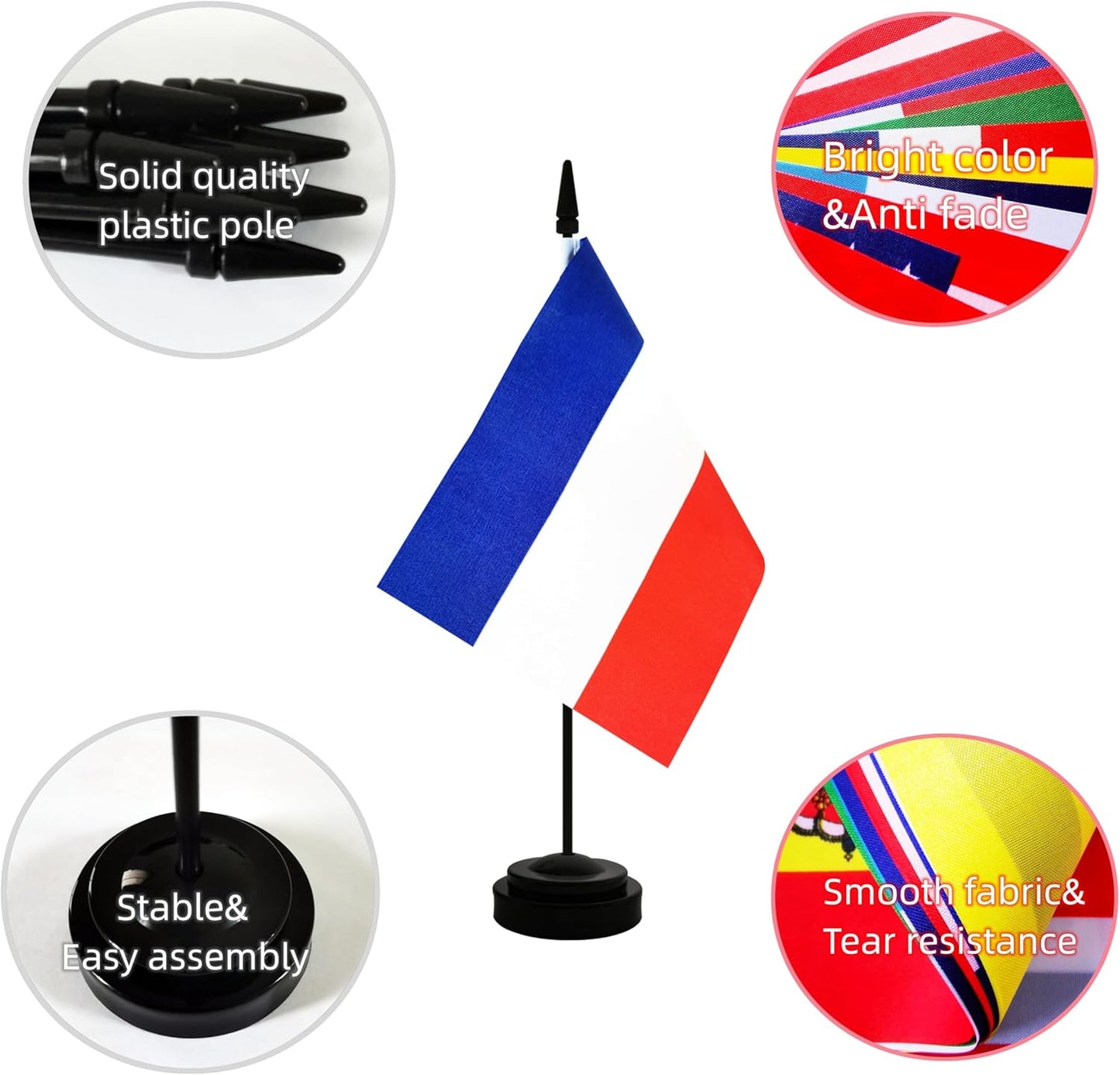 2 Pack Netherlands Desk Flag, Netherlandish Table Office Flag with Solid Pole and Stand Base, International Country Flag, Festival Celebration, Classroom Meeting Desktop Decoration (Netherlands)