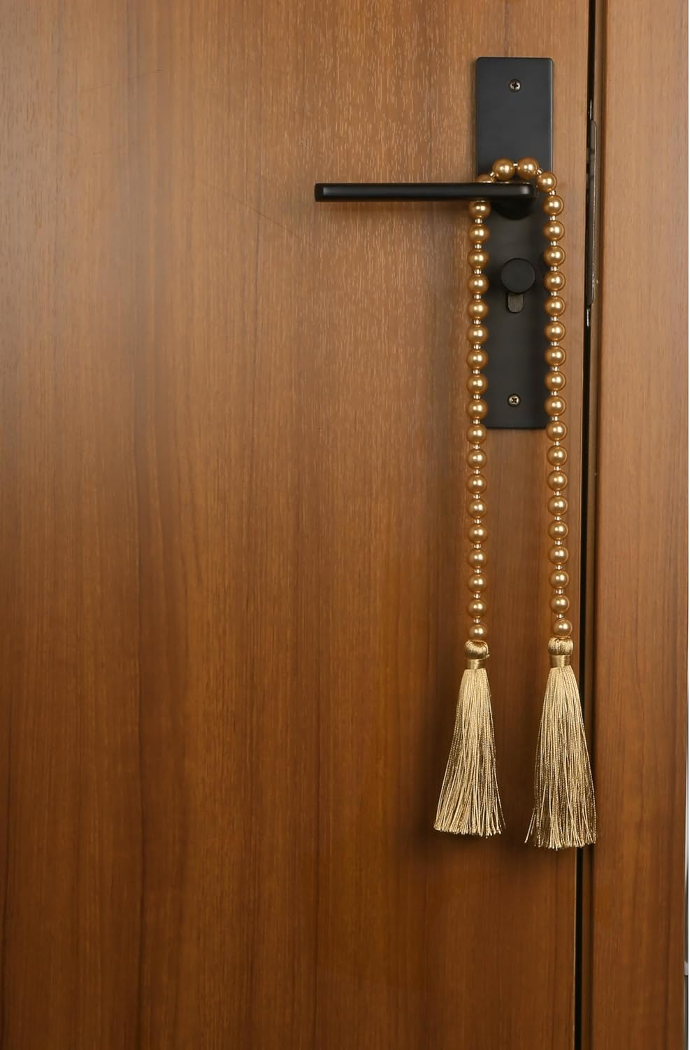 Fenghuangwu 34 Inch Pearl Glass Bead Garland with Tassels - Elegant Boho Table Decor, Fringe Wall Hanging for Wedding, Party, Farmhouse Rustic Prayer Bead Home Decoration(2 Pack,Gold)