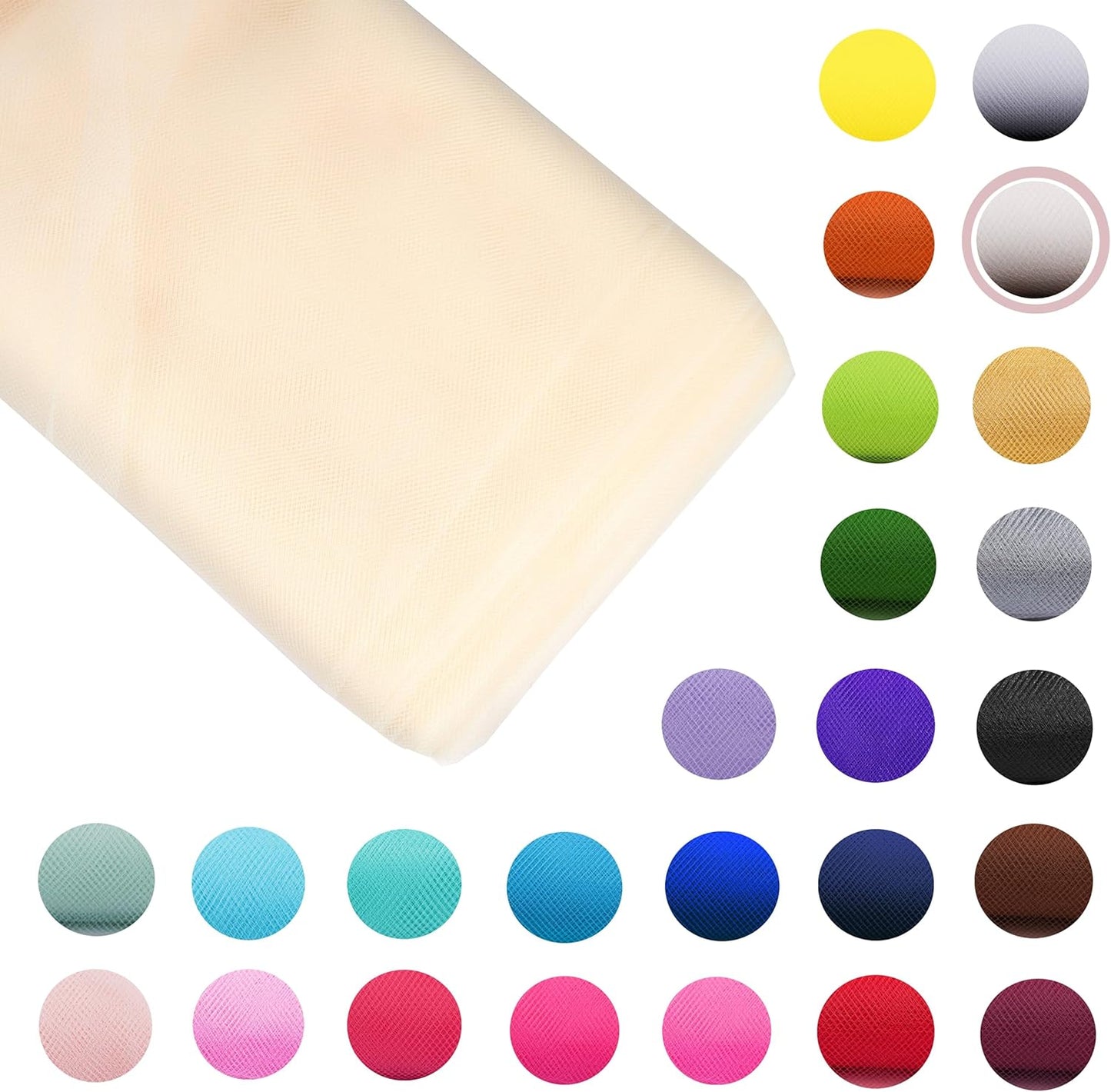 Craft And Party, Ivory Fabric Tulle Roll 54 Inch by 40 Yards (120 ft) Fabric Tulle Bolt for DIY Tutu Skirt, Wedding and Decoration (Ivory)