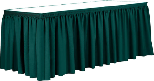 Ultimate Textile Pleat Polyester Fabric Table Skirt - Machine Washable Flame Resistant with Clips for Events, Weddings & Trade Shows, Cut & Sewn in Paterson, NJ - Teal, 14' Shirred Pleat