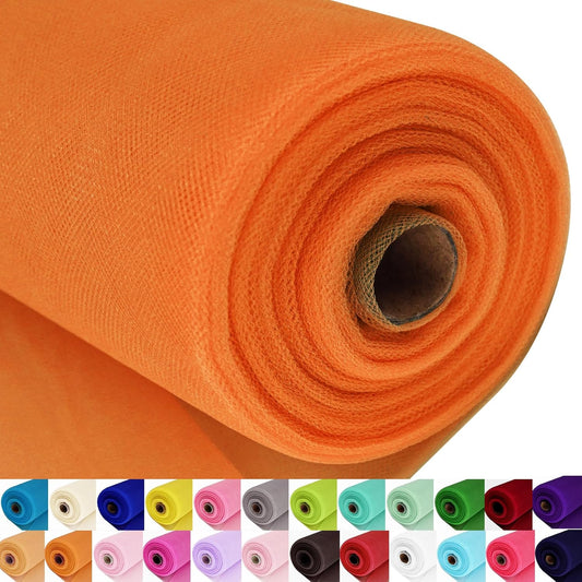 Orange Tulle Fabric Roll Spool Bolt (54 Inch by 40 Yards) Large Tulle Wedding Party Decoration, Tutu Skirt, Table Runner, Gift Wrapping, Bridal Shower, Soft & Drape (Orange)