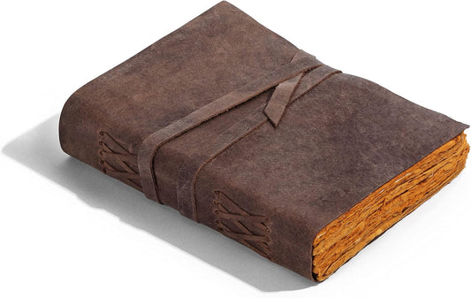 Handmade Leather Journal | Writing Notebook Diary | Bound Daily Notepad For Men & Women Unlined Paper Medium, writing pad for artist, sketch