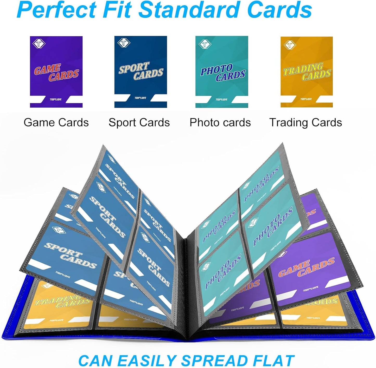 4 Pocket Card Binder for Trading Card, 160 PockeCard Folder Ablum for Cards Collection for Sports Cards, Baseball Cards, Game Cards, Mini TCG Binder Fit for MTG, Gift for Card Collector (Navy blue)