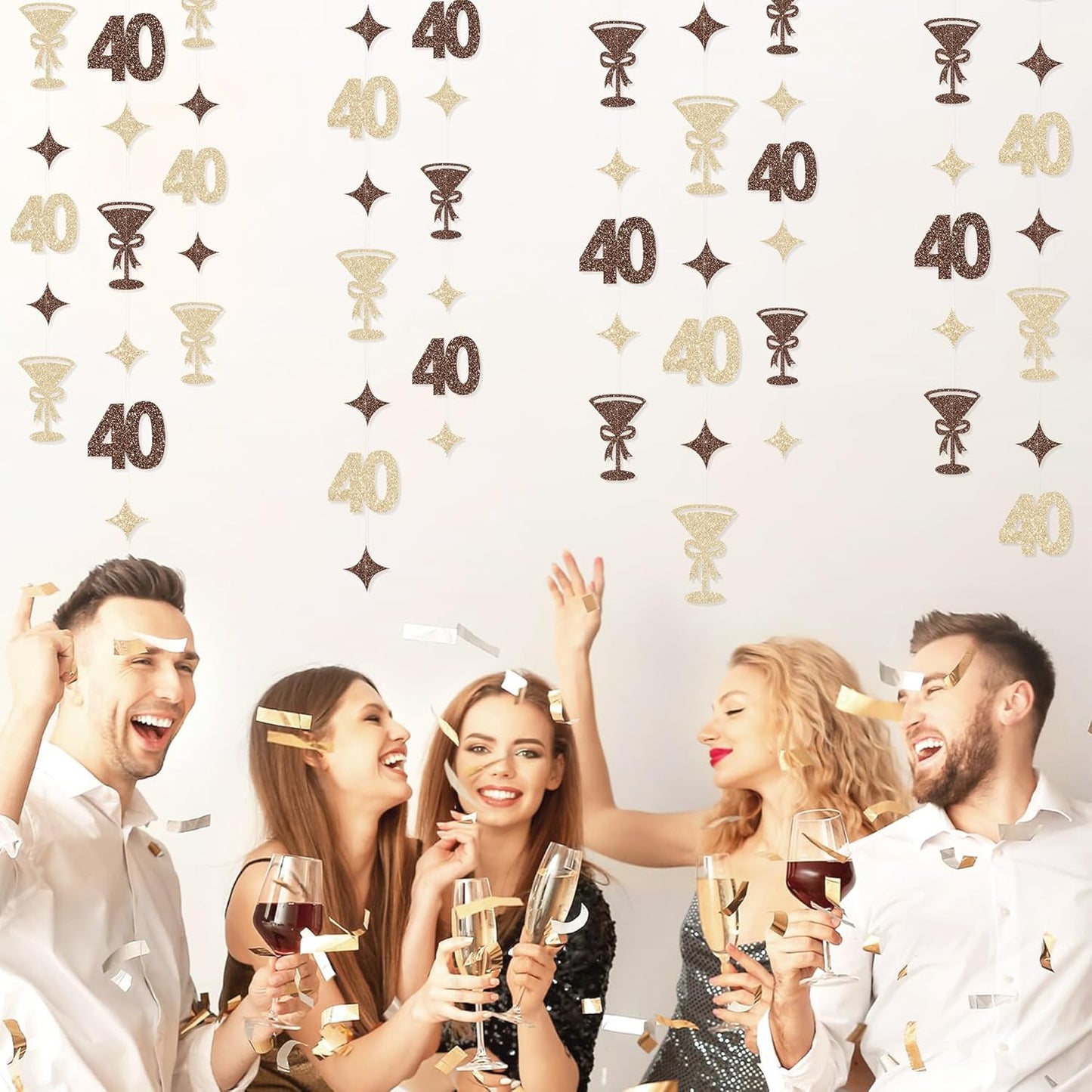 Champagne Gold Brown 40th Birthday Decorations Espresso Martini Garland Streamer Banner Decor for Womens A Tini Bit Older Martini Birthday Cheers to 40 Years Happy 40th Anniversary Bar Party Supplies
