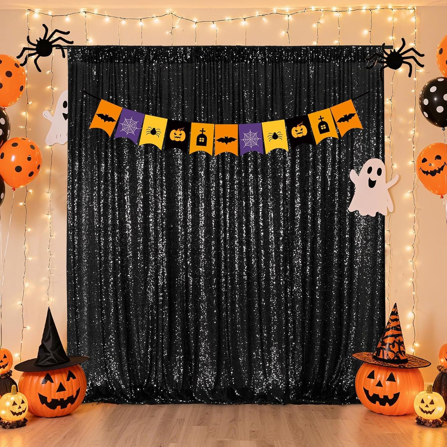 Poise3EHome 6FT x 6FT Black Sequin Photography Backdrop Curtain for Party Decoration