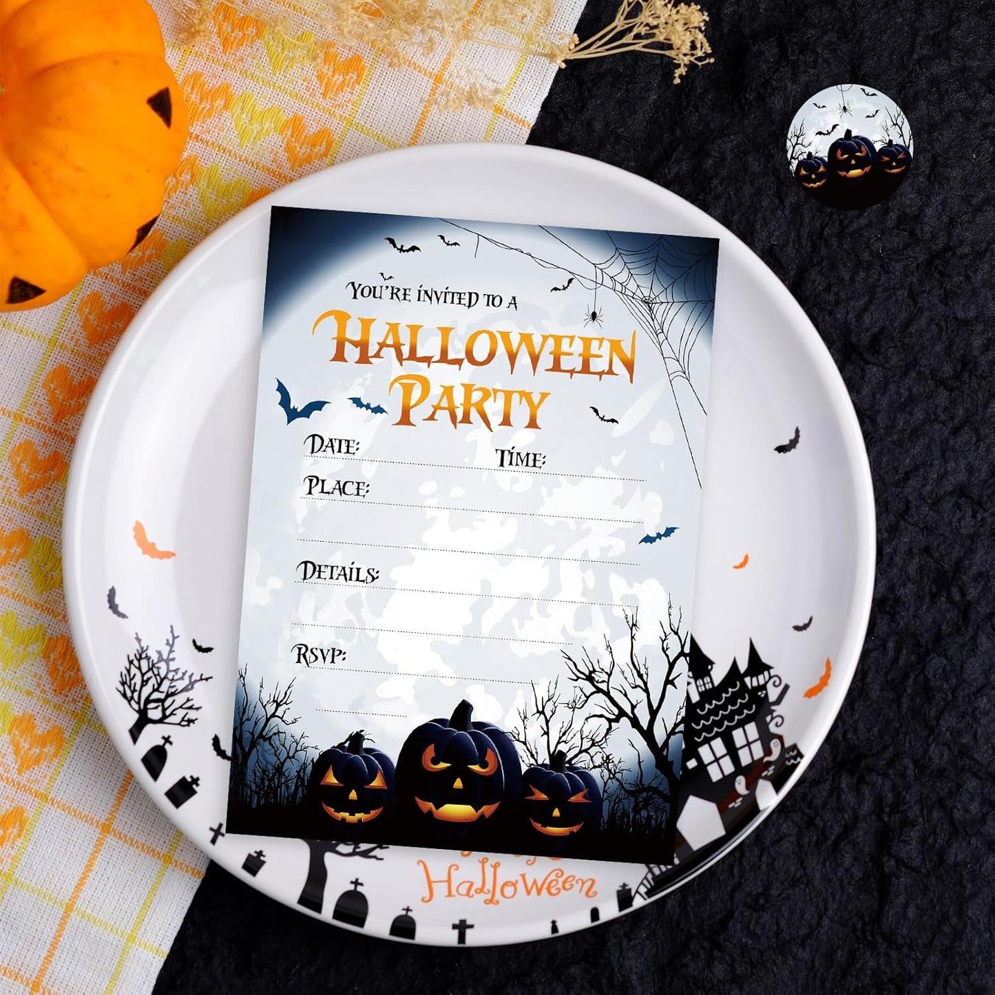 20 Pack Halloween Invitations with Envelopes Stickers Spooky Pumpkin Invitation Cards Blank Invites for Party Supplies, 5 x 7 Inch