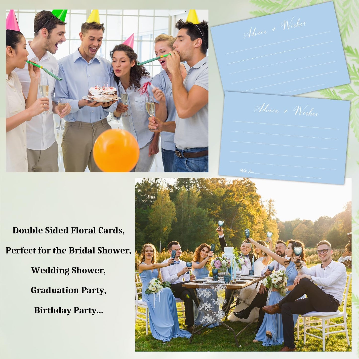 Blue Advice And Wishes Cards, Advice Cards For Bridal, Wedding, Baby Shower, Mr And Mrs, Graduation, Wishes For Baby Cards Baby Shower, Pack Of 20 4x6 Cards Double Sided Print -02