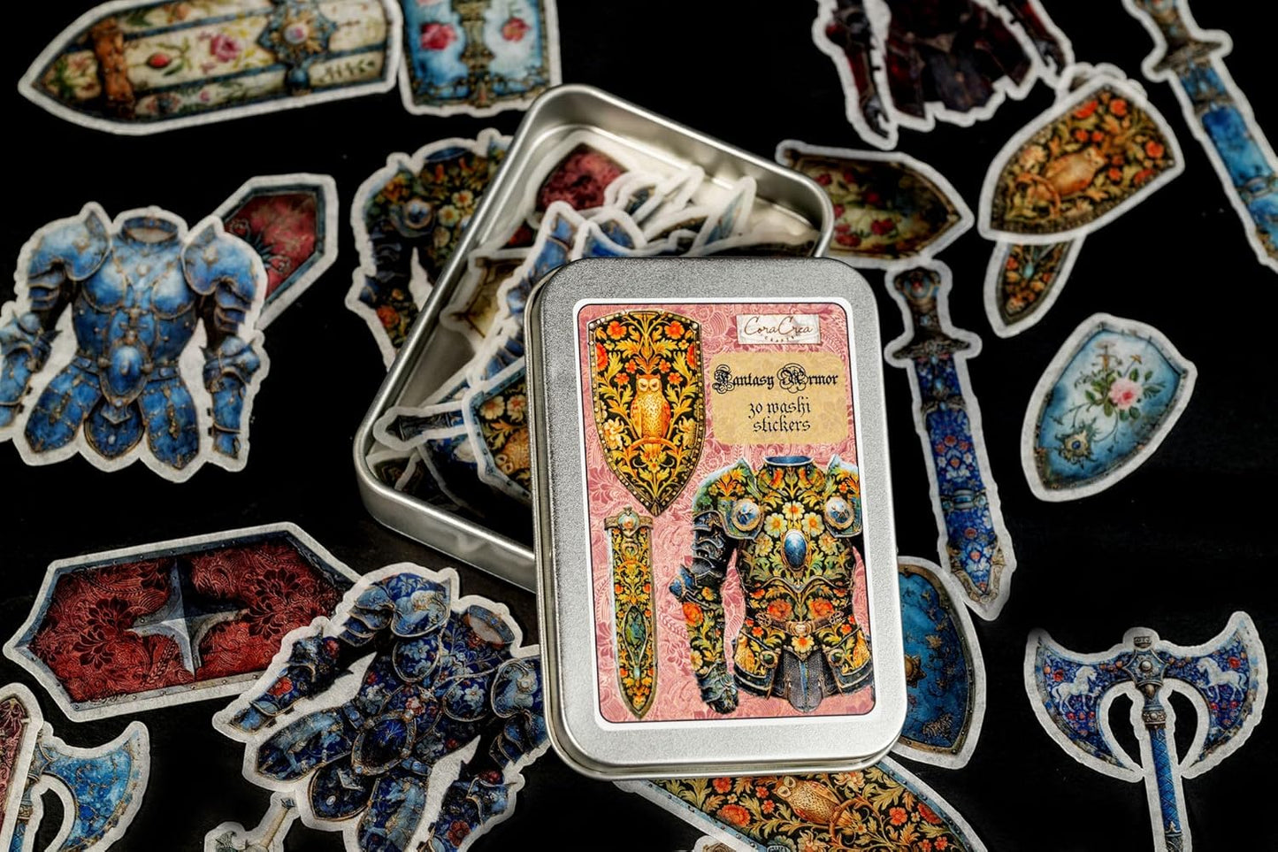 Fantasy Armor Sticker Tin 30 Stickers