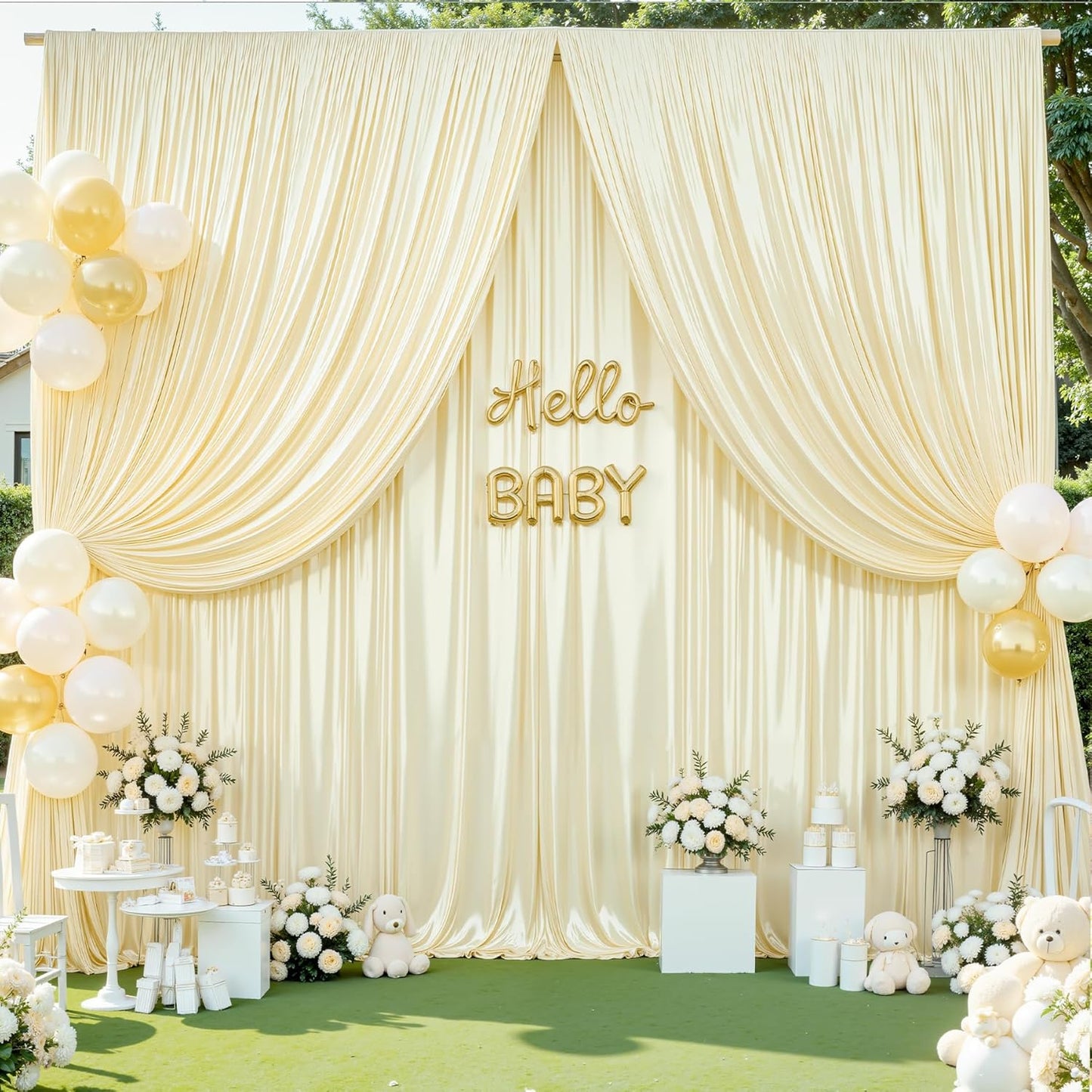 10x10 ft Champagne Glitter Backdrop Curtain for Parties, Wrinkle Free Glitter Photo Backdrop Drapes 2 Panels 5x10FT Shimmer Back Drop Cloth for Wedding Birthday Stage Photography Background Decor