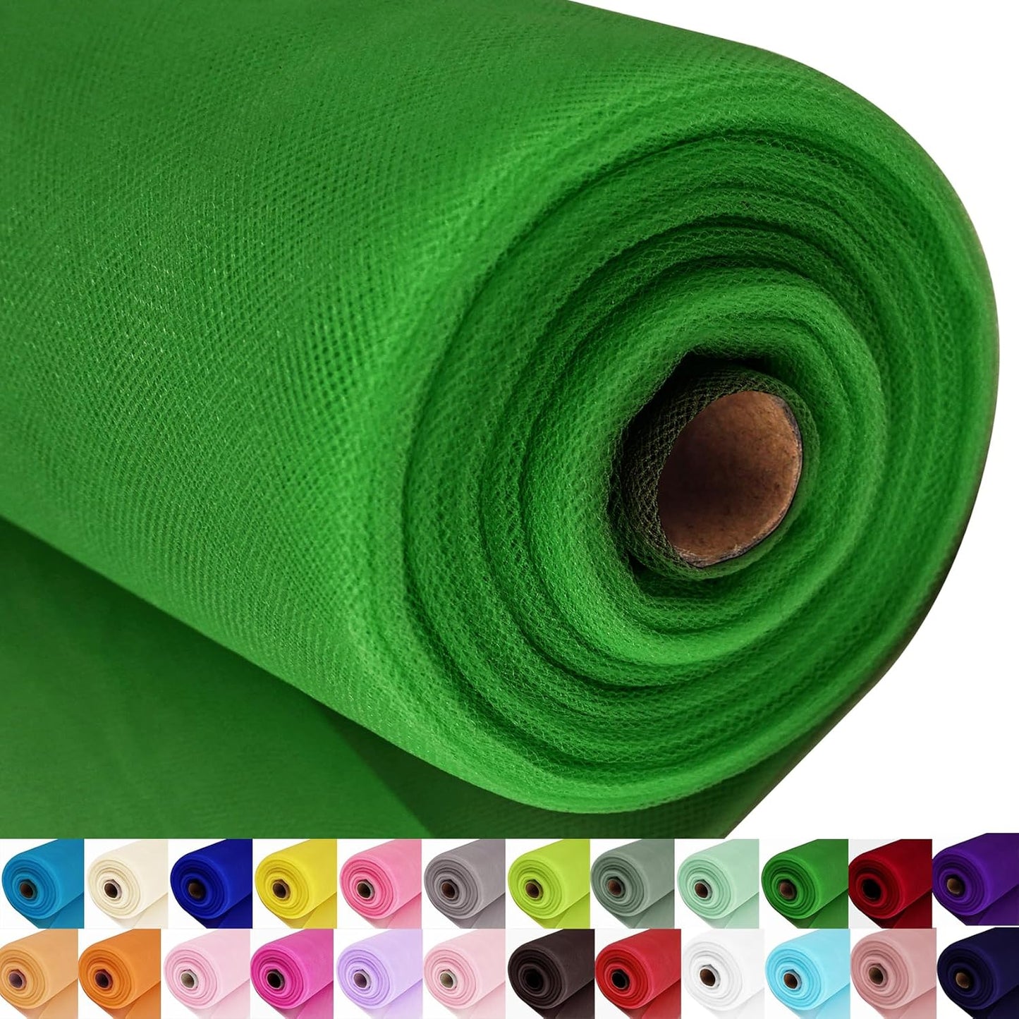 Green Tulle Fabric Roll Spool Bolt (54 Inch by 40 Yards) Large Tulle Wedding Party Decoration, Tutu Skirt, Table Runner, Gift Wrapping, Bridal Shower, Soft & Drape (Emerald Green)