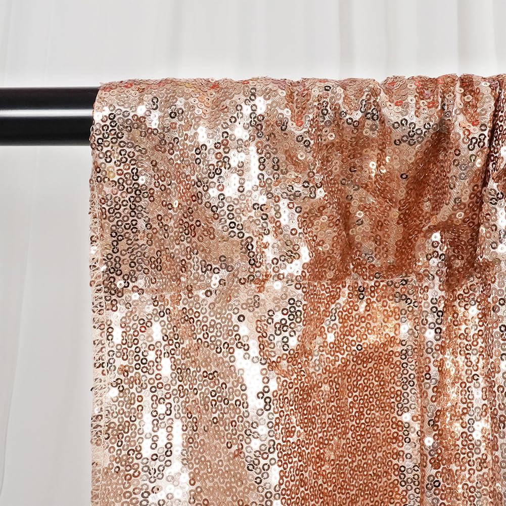 SquarePie Sequin Backdrop Non-Transparent Background Sparkly Curtain for Wedding Party 6FT x 8FT Rose Gold