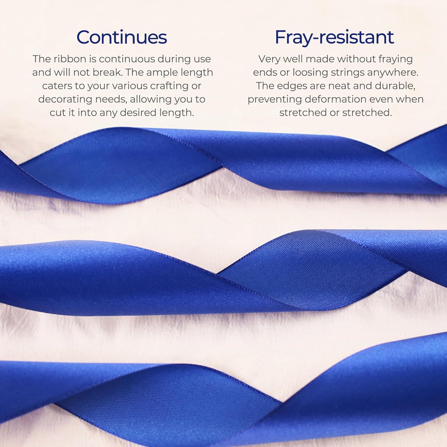 Dark Royal Blue Satin Ribbon 3/8 inch X Continuous 50 Yards, Single Face Polyester Ribbon Perfect for Gift Wrapping, Flower Bouquet, Wedding Decor, Crafts, Bow Making, Sewing and More