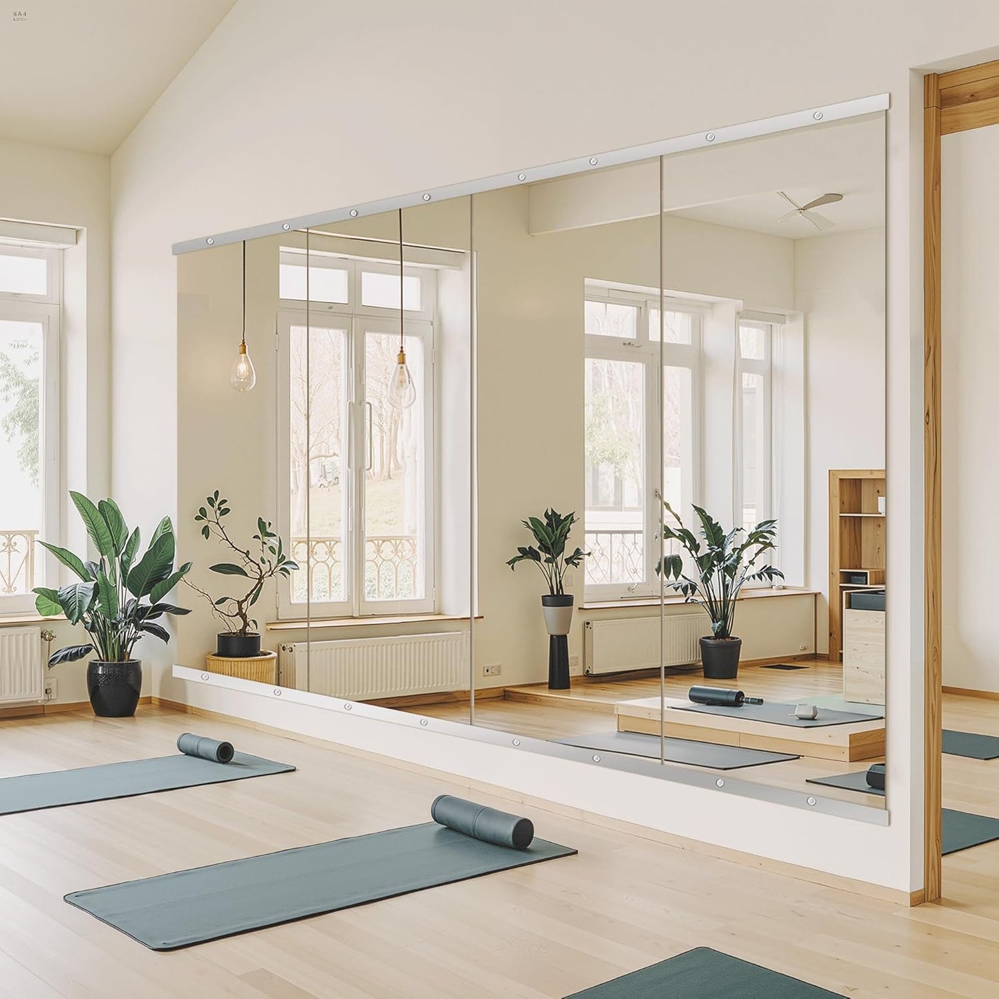 Home Gym Mirror for Wall, 70"x24"x2PCS Full Length Gym Mirror Frameless Wall-Mounted for Garage, Home Gym, Living Room, Bedroom(Silver)