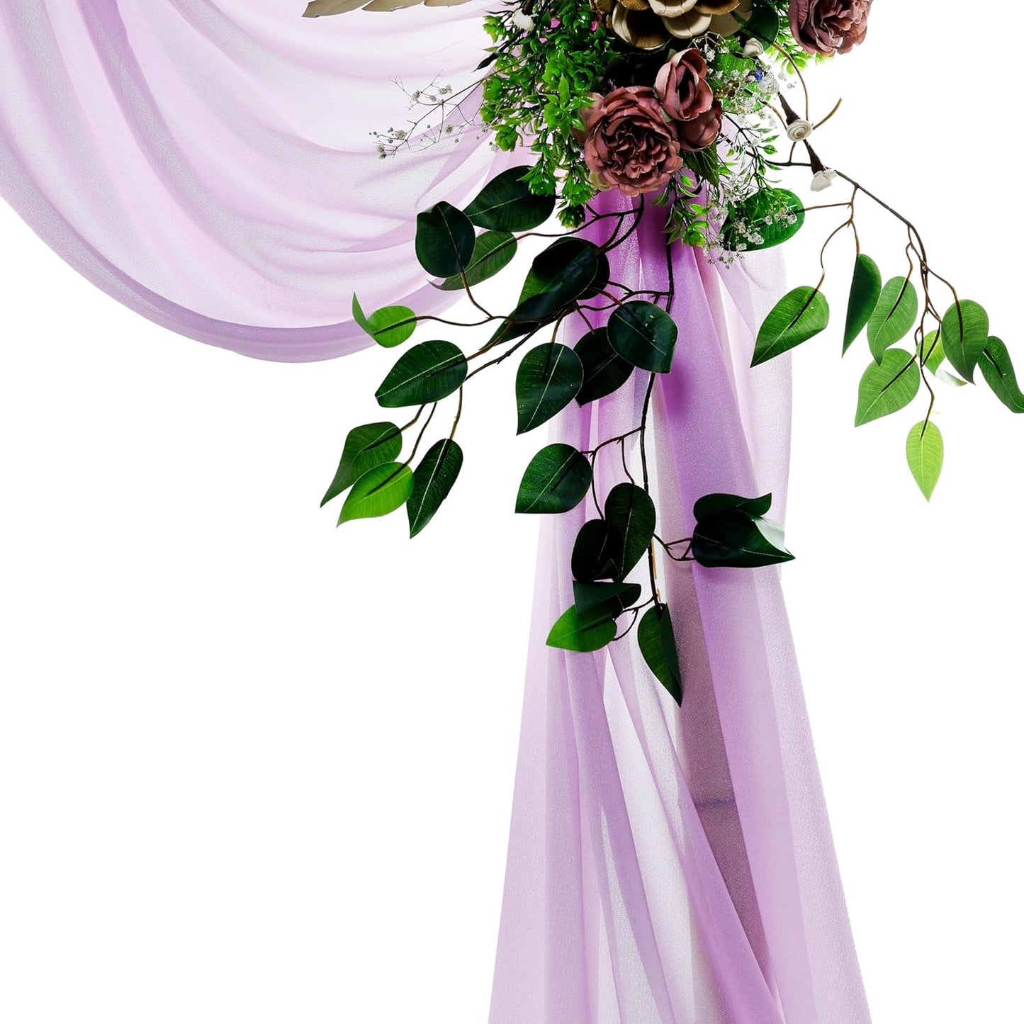VDS Pack of 2 Panel (30 Inch X 20 Feet) Wedding Arch Draping Fabric Sheer Chiffon Fabric Drapery for Wedding Ceremony Reception Swag Backdrop Canopy Chuppah ARBO Altars Decoration (Orchid)