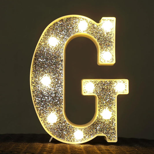 Marquee Light Letters for Table Decorations, Glitter Light Up Signs for Prom, Events, or Engagement Party Decor, Featuring Alphabet & Number Lighted Letters