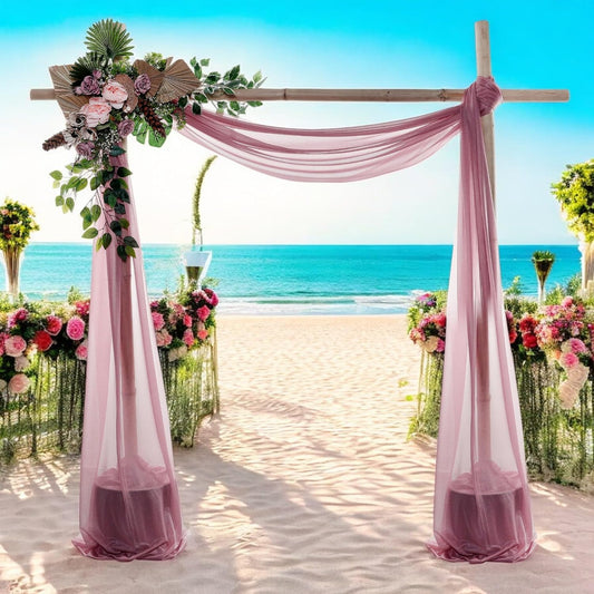 MDS Halloween Chiffon Draping Fabric - 2 Panel, 30" Wide x 75ft Long - Sheer Spooky Arbor & Canopy Drapery for Haunted House Backdrops, Party Ceilings, DIY Costumes & Themed Events - Mauva