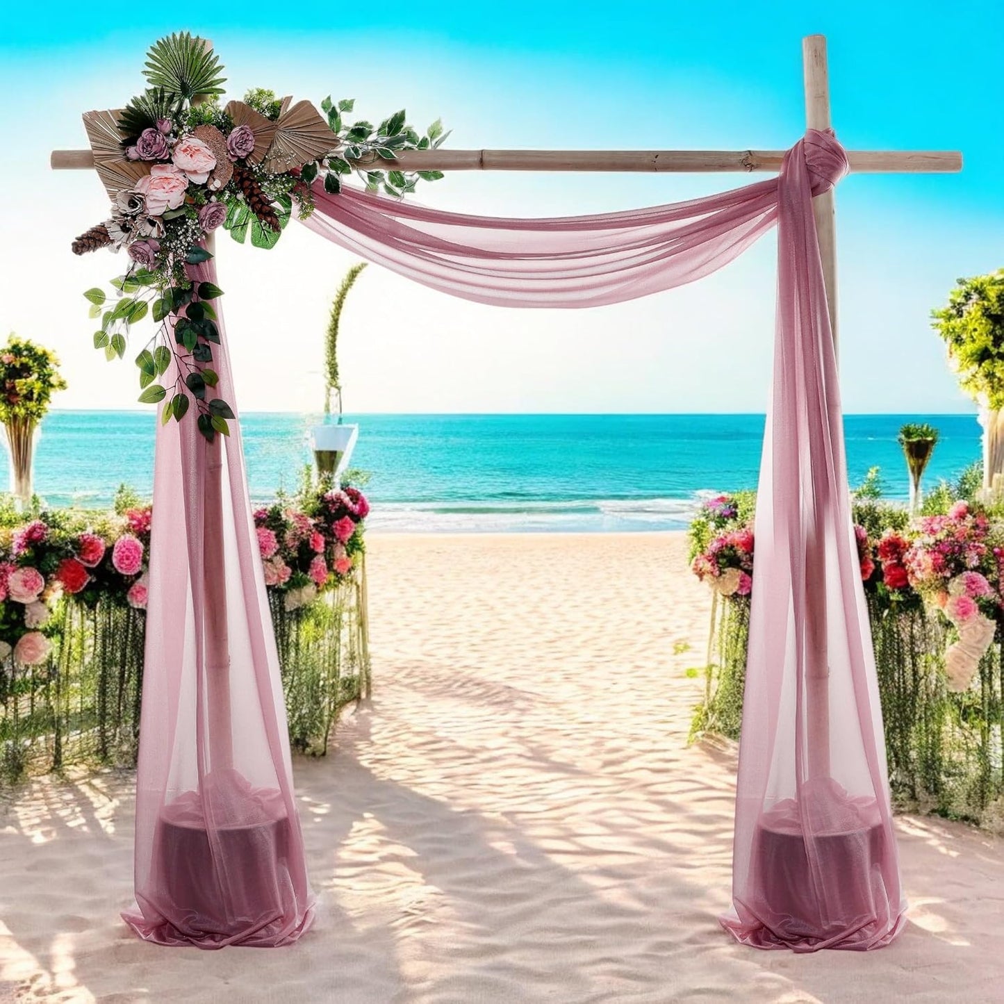 MDS Halloween Chiffon Draping Fabric - 2 Panel, 30" Wide x 100ft Long - Sheer Spooky Arbor & Canopy Drapery for Haunted House Backdrops, Party Ceilings, DIY Costumes & Themed Events - Mauva