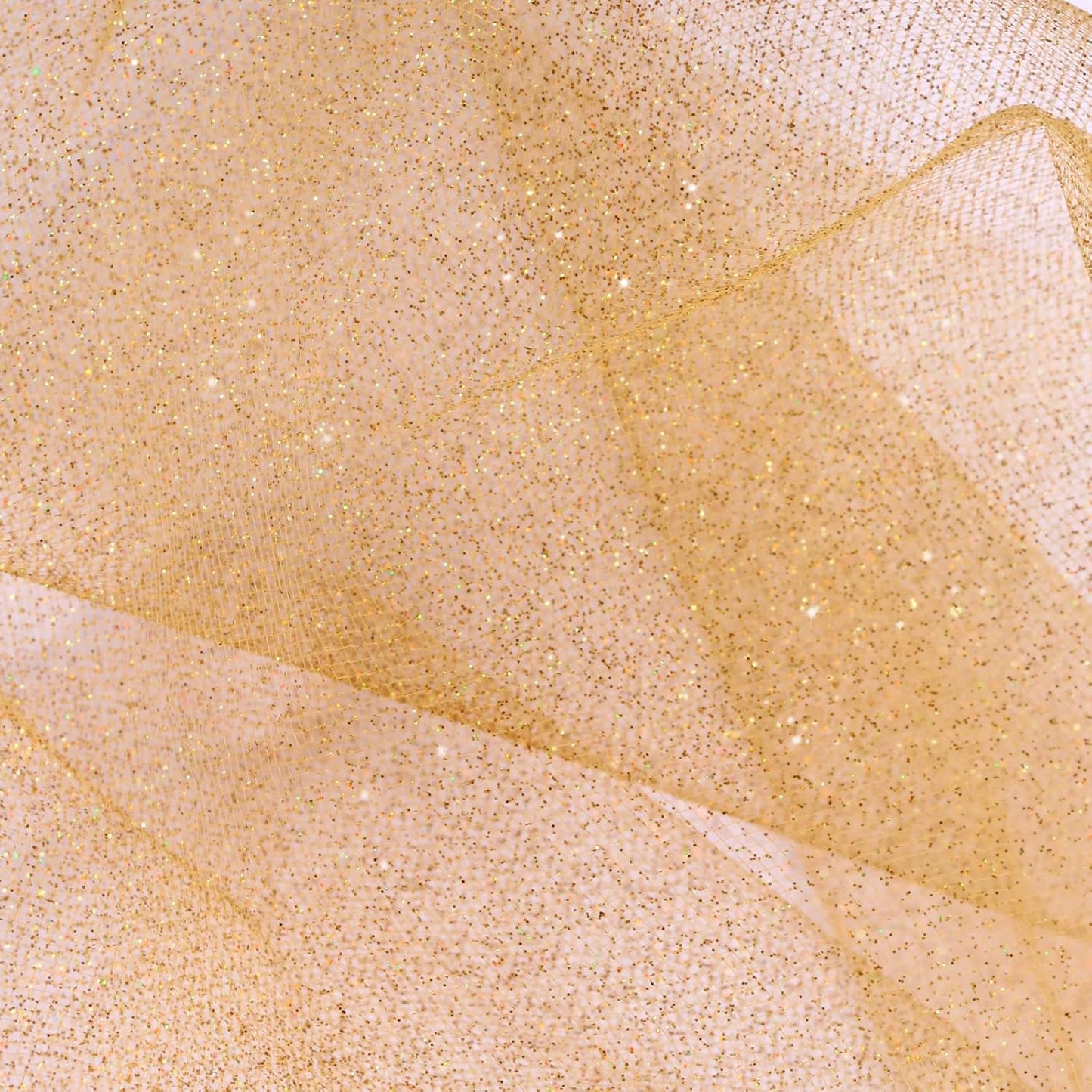 Sparkling Tulle Rolls, 15” by 30 Yards (90FT) Glitter Tulle Spool Ribbon Fabric for Wedding Birthday Bridal Shower Tutu Skirt Party Gift Wrapping (Gold)