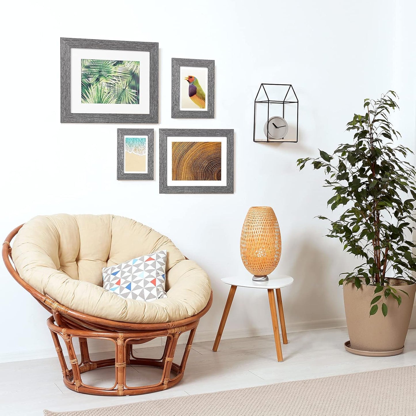 TWING 5 X 7 Picture Frames Set of 6, Rustic Grey Farmhouse Photo College Frame for Wall Decor or Table Top Display