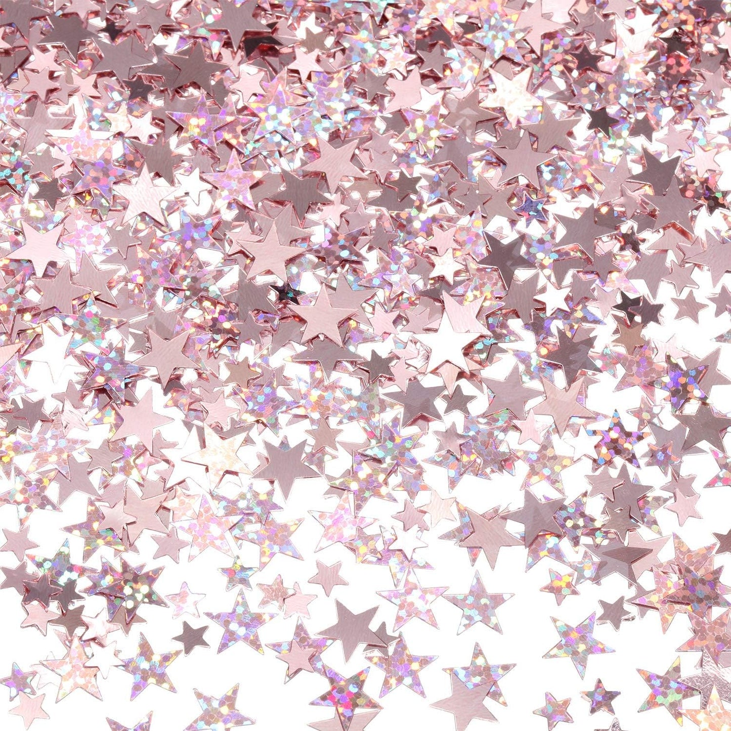 Hestya 60g Star Confetti Glitter Table Confetti Metallic Foil Stars for Party Wedding Festival Decorations(Glitter Rose Gold Set,10mm and 6mm)