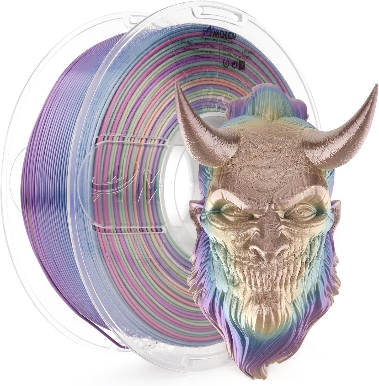 AMOLEN Silk PLA 3D Printer Filament, Shiny Multicolor Kingfisher Rainbow PLA Filament 1.75mm, Gradient Color Change PLA 3D Printing Filament for Most FDM 3D Printer, Blue Purple Yellow, 1kg (2.2lbs)