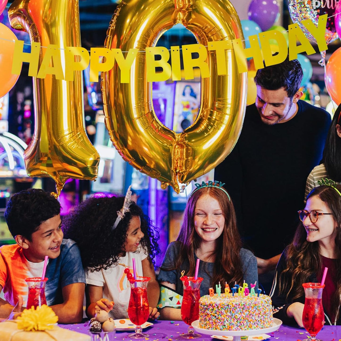 BEISHIDA Double-Sided Gold 116 PCS DIY Letter Banner Kit Make Your Own Banner,Including 111 Letters and Numbers 3 Rope and 9 Threading Device,Customized for Birthday Graduation Wedding Decor