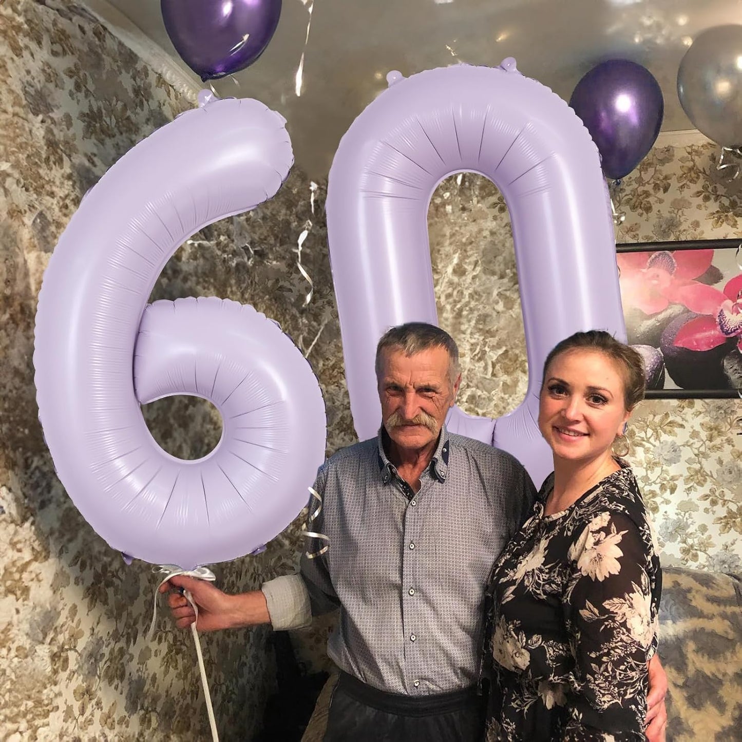 Pastel Purple Number 0 Balloons 40 Inch, Large Lilac Number Balloons 0-9 Set, Light Purple 0 Mylar Foil Balloon Numbers for Girls Women Baby Shower Birthday Graduation Anniversary Party Decorations