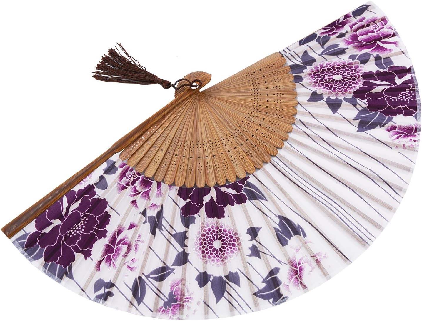 Amajiji 8.27"(21cm) Hand Held Bamboo Silk Folding Fan Hand Fan,Chinese/Japanese Charming Elegant Vintage Retro Style,Women Ladys Girls Best Gifts (LXHS1)