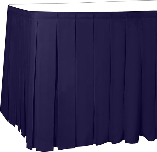 Ultimate Textile Pleat Polyester Fabric Table Skirt - Machine Washable Flame Resistant with Clips for Events, Weddings & Trade Shows, Cut & Sewn in Paterson, NJ - Purple, 17' Box Pleat