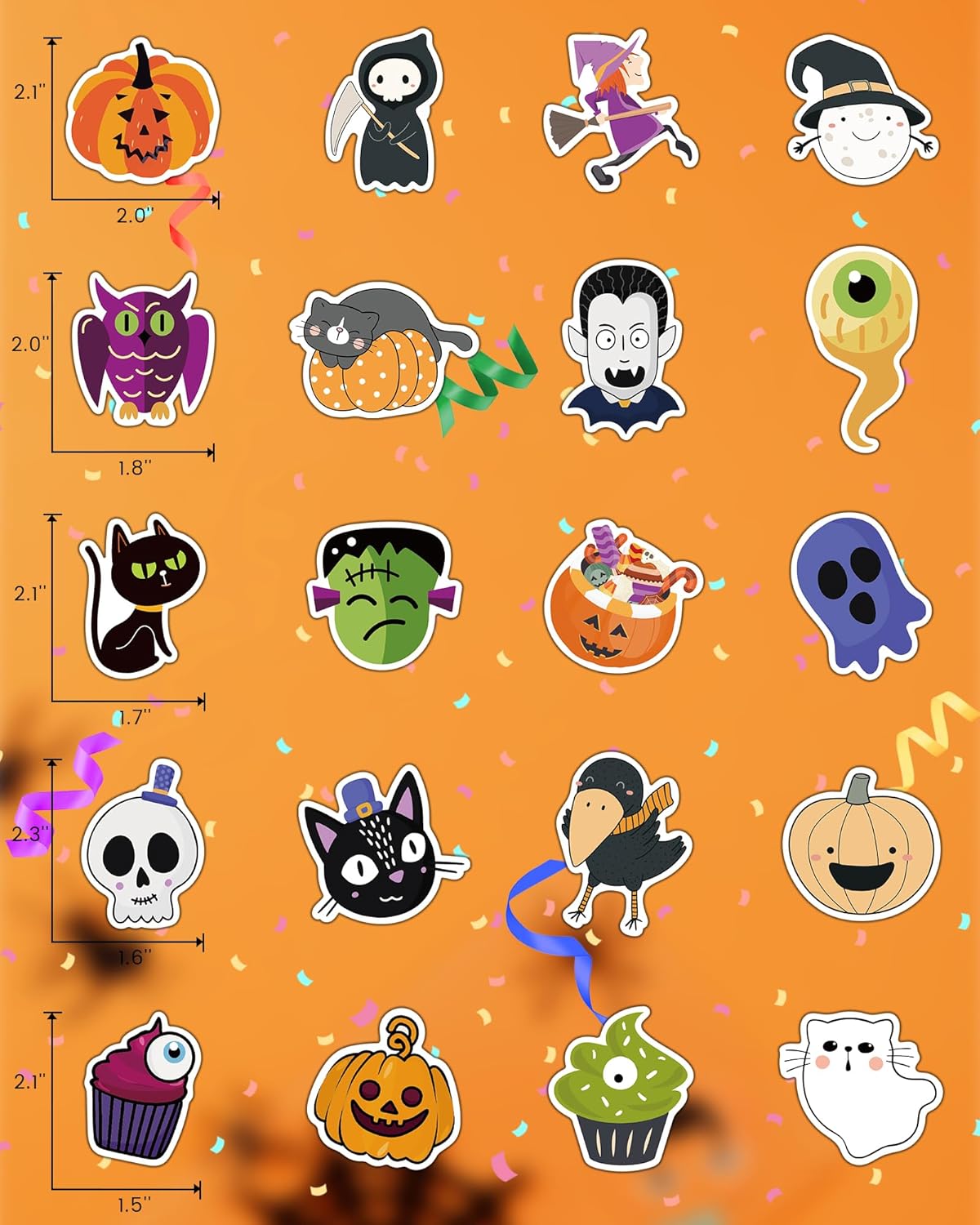 300 PCS Halloween Pumpkin Stickers, Vinyl Waterproof Stickers for Water Bottles Laptop Skateboard Computer, Halloween Party Favors Gifts Funny for Kids Teens Adults