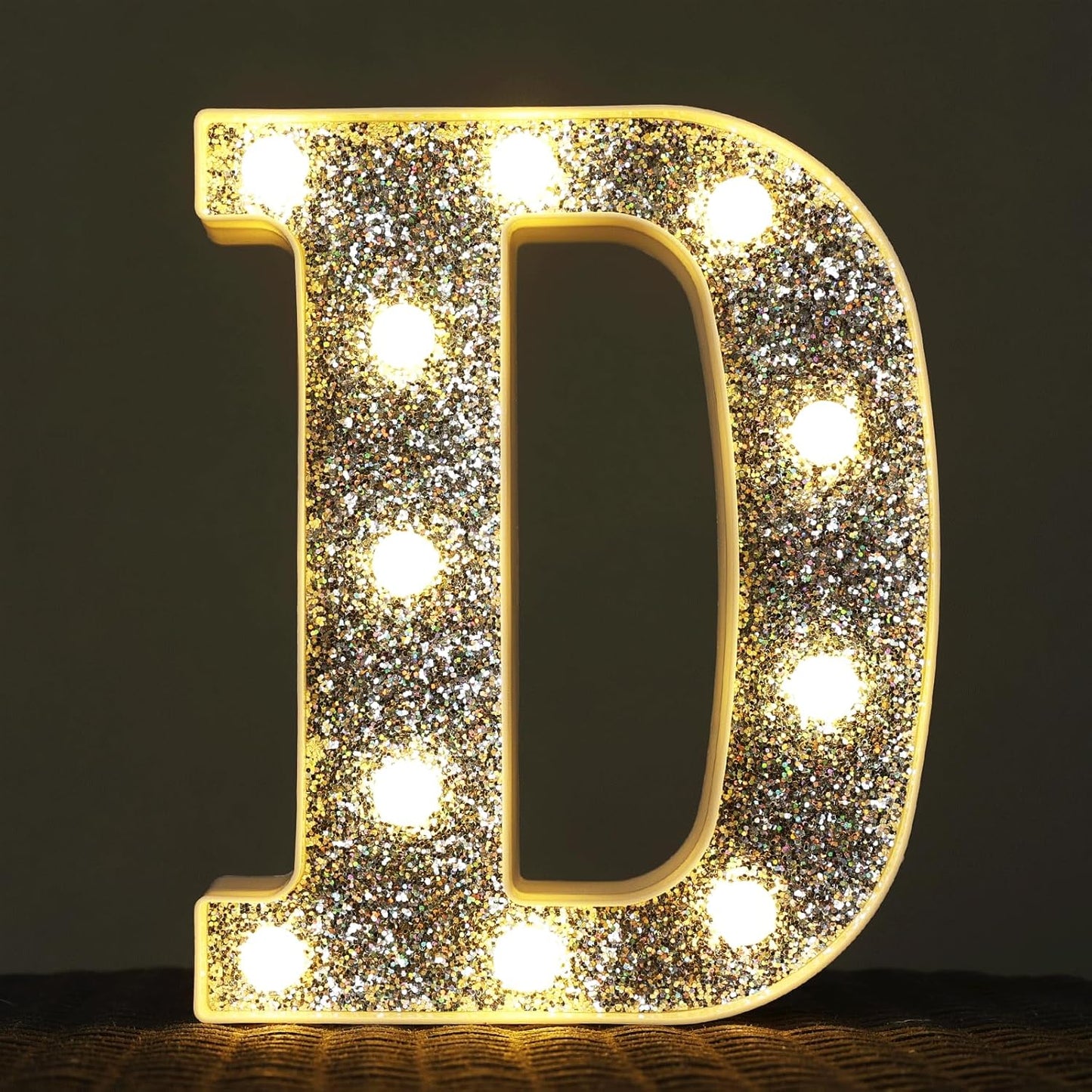 Light Up Letters, Marquee Light for Table Decorations, Glitter Signs for Prom, Events, or Engagement Party Decor, Featuring Alphabet & Number Lighted Letters, Letter D