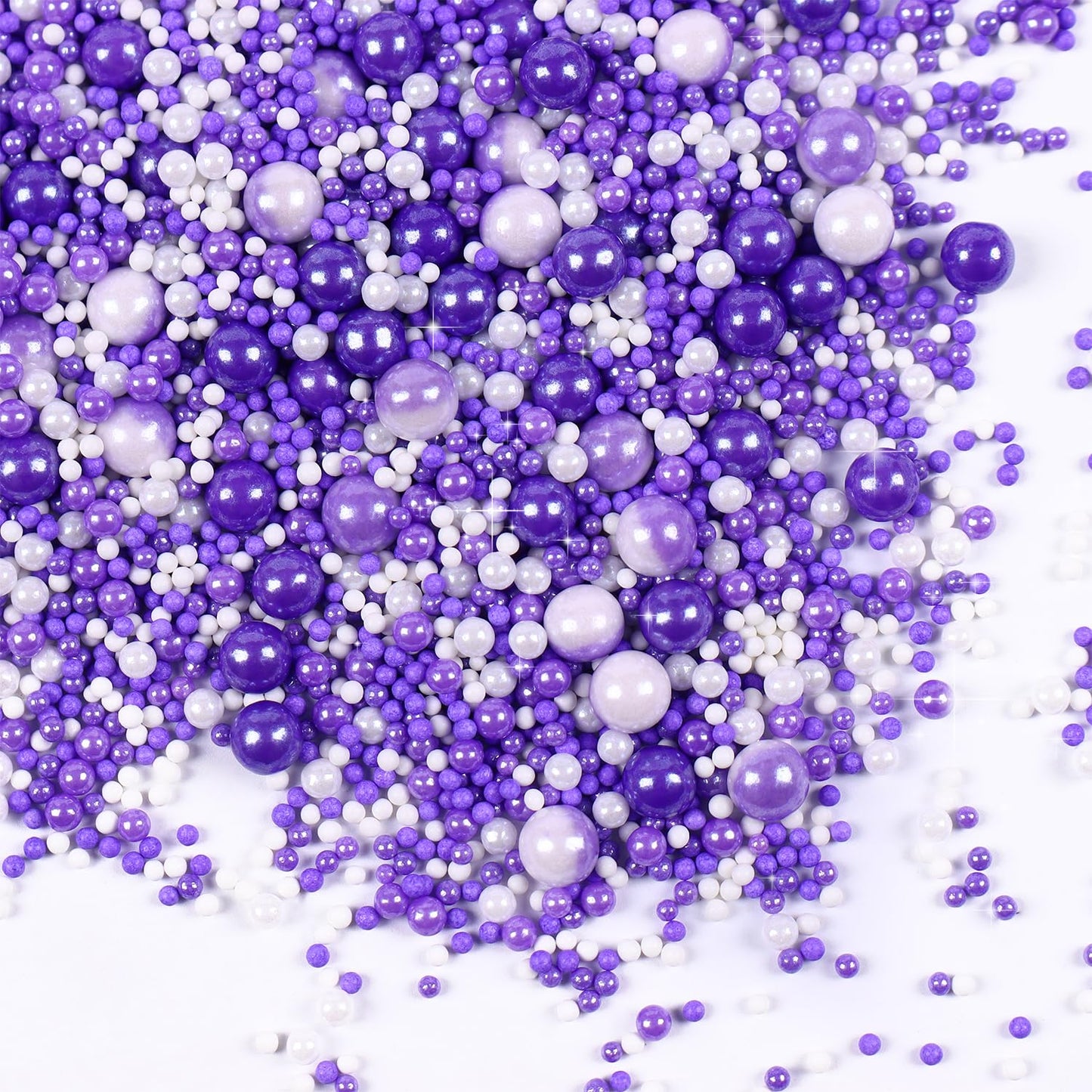 Purple Sprinkles for Cake Decorating, Pearl Sprinkles, Edible Pearls, Cake Pearls for Baby Showers, Weddings, Birthdays, Gender Reveal, Halloween(120g/4.23oz)