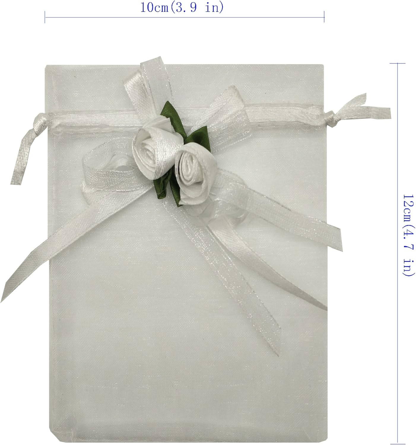 Ankirol 50pcs Sheer Organza Favor Bags For Wedding 3.8x4.8'' Gift Bags Samples Display Drawstring Rose Pouches (white)