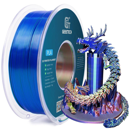 Geeetech Silk PLA Tri Color Filament 1.75mm 3D Printer Filament, Coextrusion Red Blue Green Tri-Colors Metal-Like Shiny Silk PLA Filament, 1kg (2.2lbs) 1 Spool, Dimensional Accuracy +/- 0.02 mm