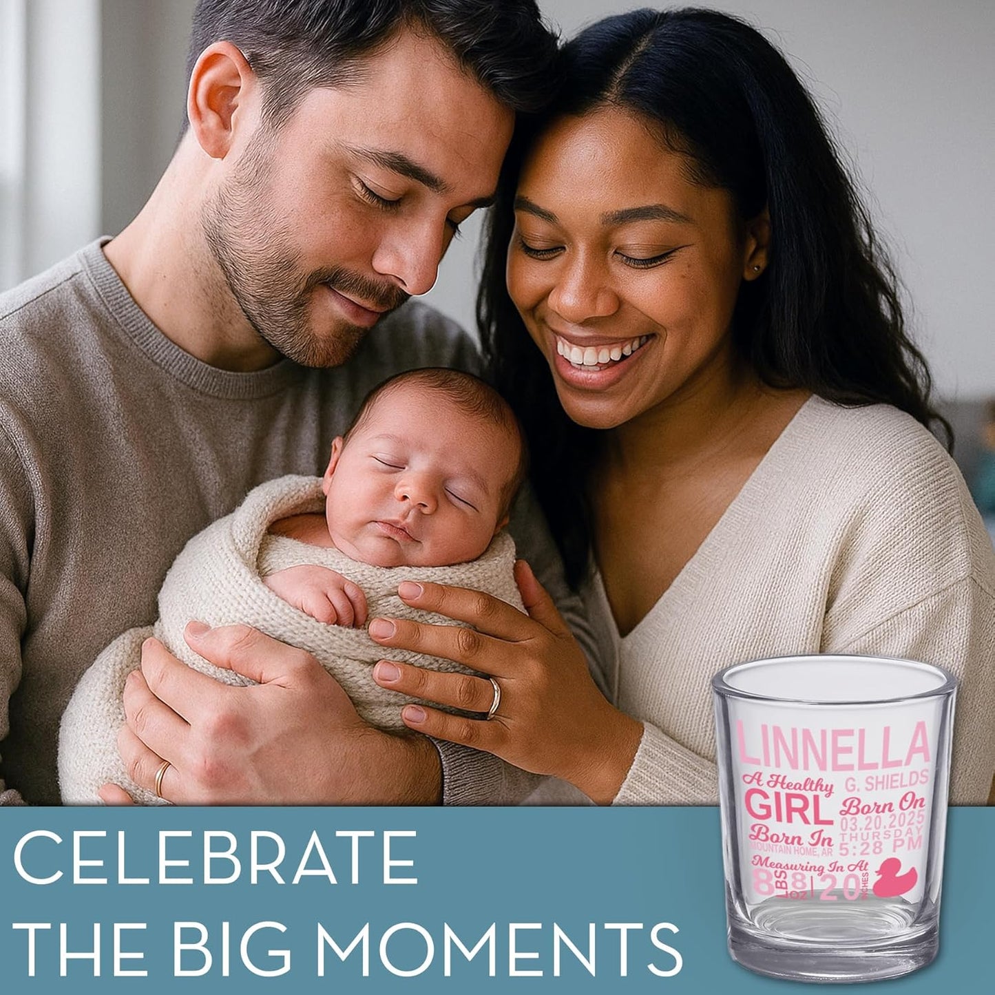 1pk Personalized Printed Photo 2.5oz Shot Glass - Mother's Day Gifts for Dads and Moms,custom image or pictures–anniversaries, party favors, bachelor or bachelorette party,21st birthday shot glass