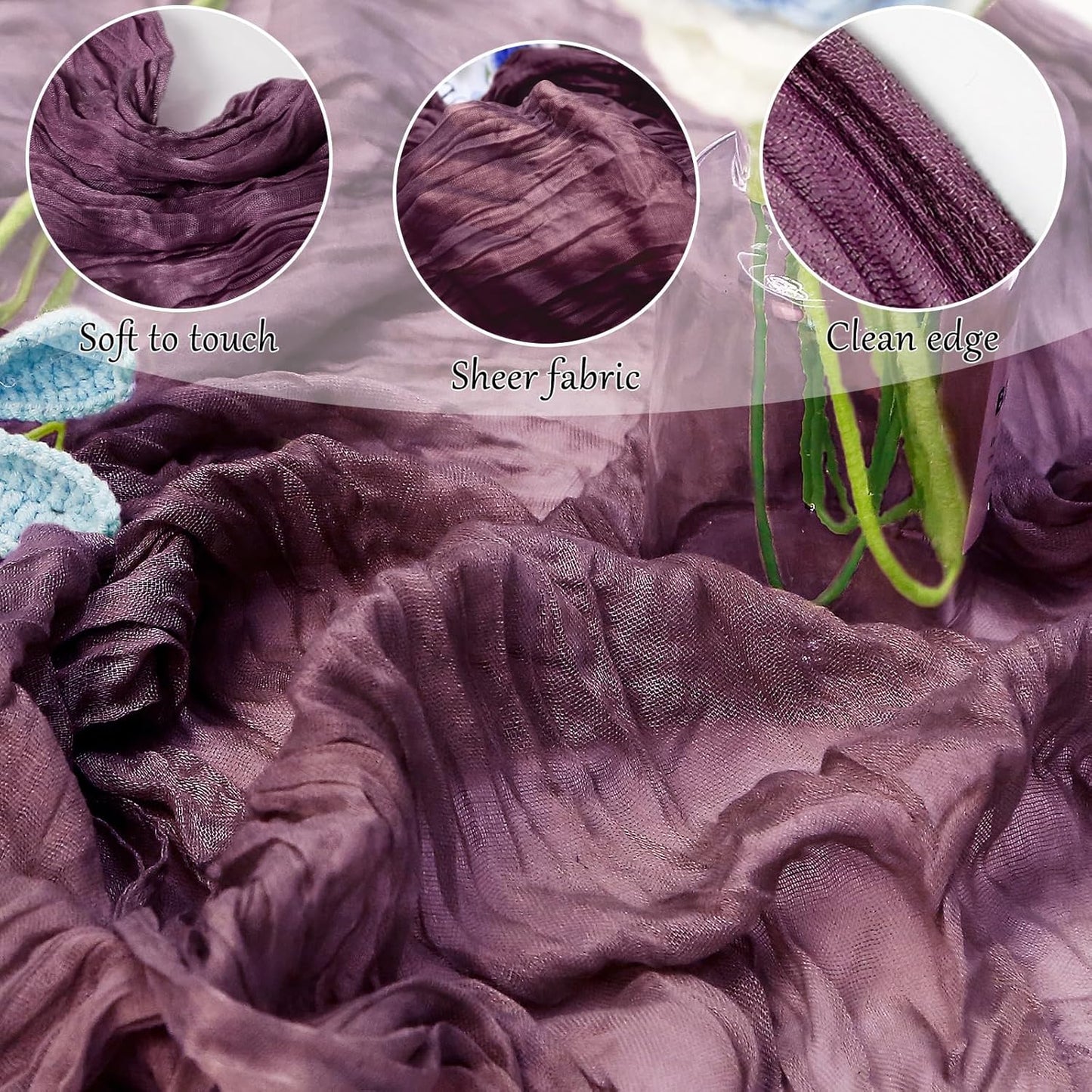 Cheesecloth Table Runner 10FT (35x120 Inch) - 10 Pack Dusty Purple Boho Gauze Fabric Cheese Cloth Table Runner Rustic Sheer Table Runners Cheesecloth for Wedding, Bridal Shower, Birthday Party Decor