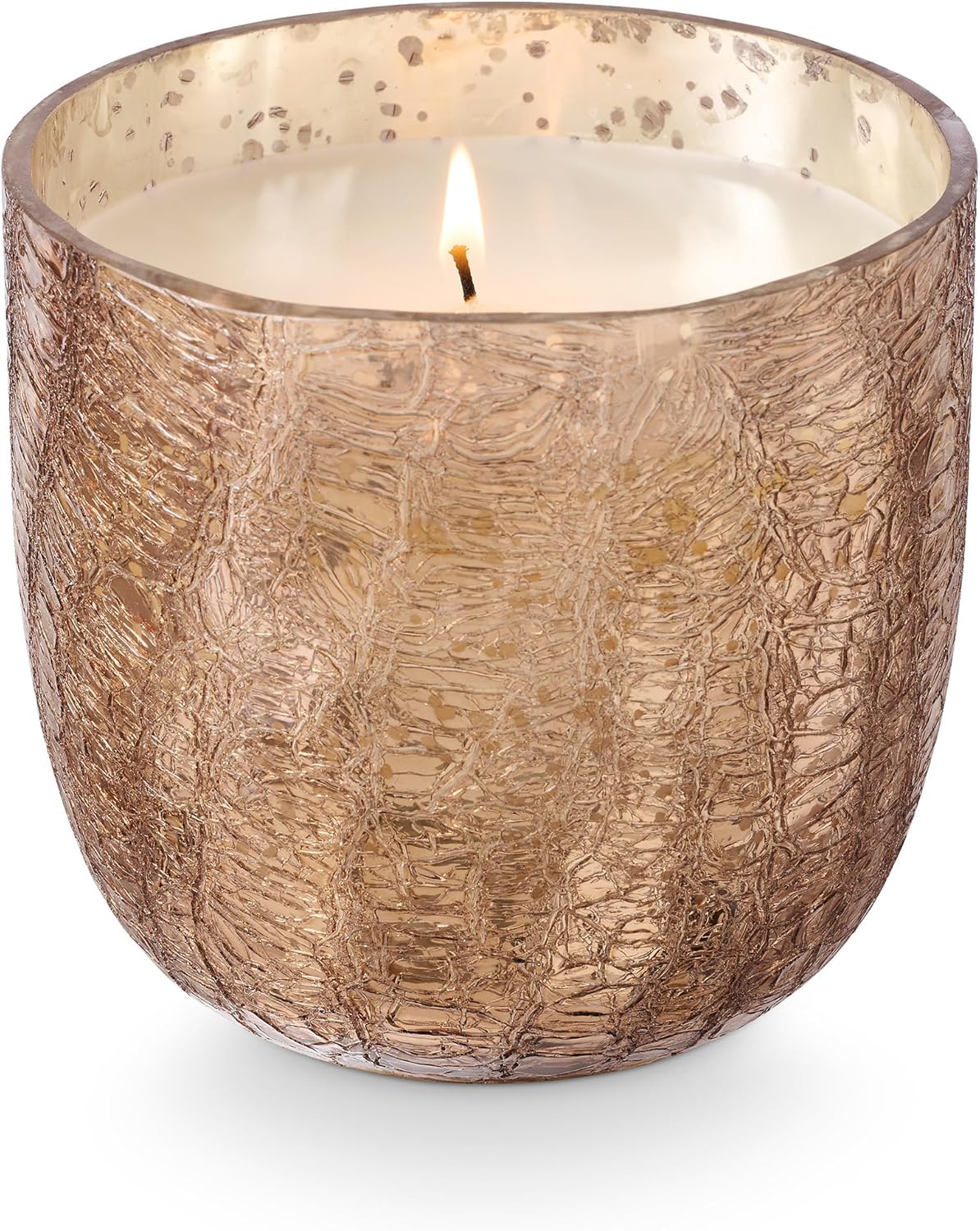 ILLUME Large Boxed Crackle Glass Candle, Woodfire