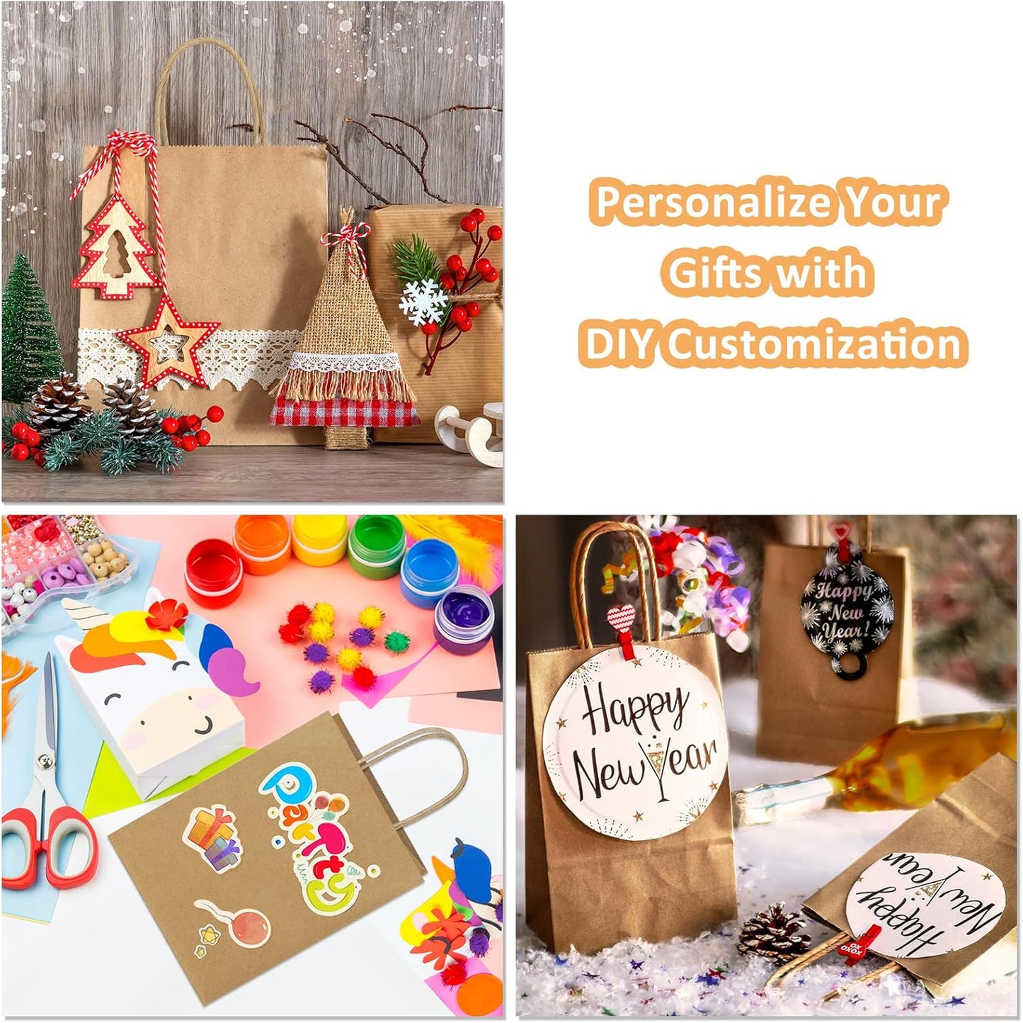 BagDream 150 Pack Small Gift Bags Bulk 5.25x3x8 Inch Natural Kraft Paper Gift Bags with Handles Shopping Merchandise Retail Business Wholesale Birthday Party Favors Bags Brown Paper Sacks