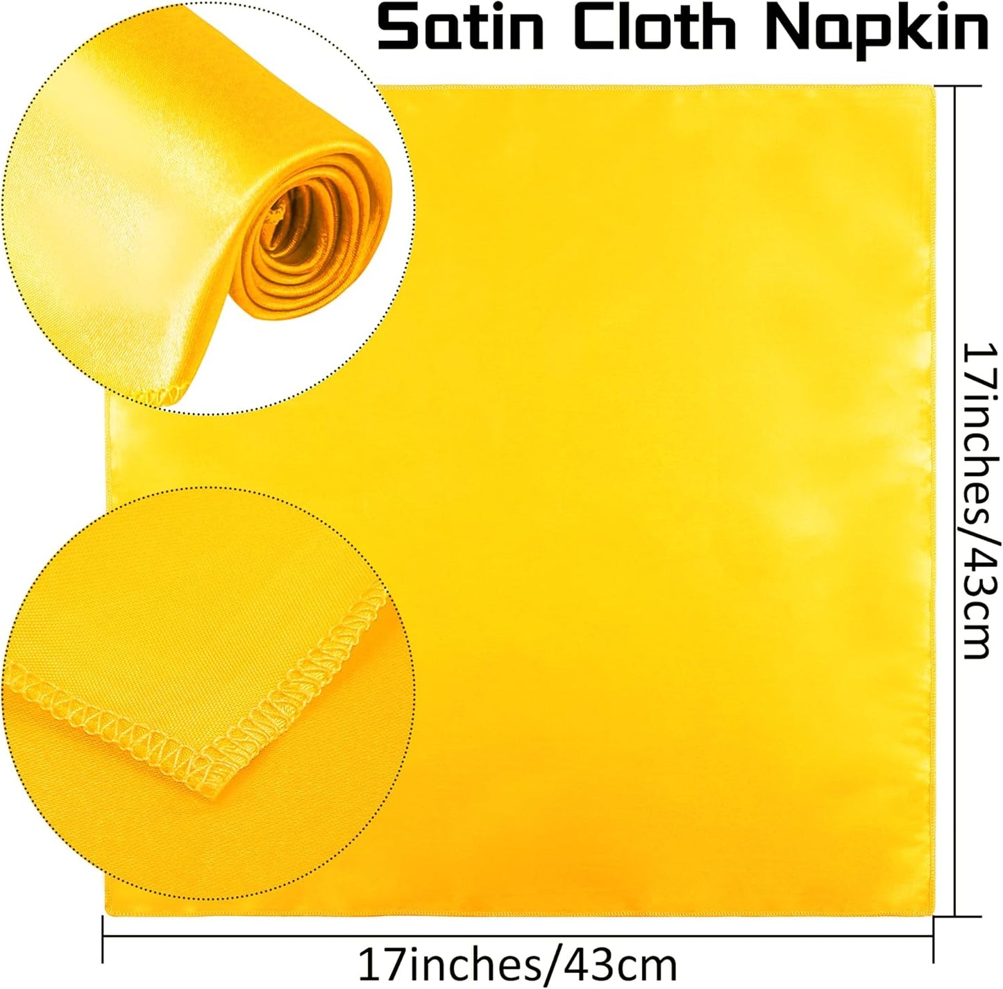 ANECO 12 Pieces Satin Napkins Soft Dinner Napkins Square Table Napkins 17 x 17 Inches for Restaurant Weddings Party Dinner Decoration (Pastel Yellow)