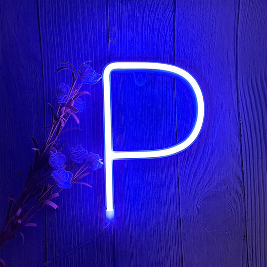 ENUOLI Blue Neon Letter Sign - Battery/USB Powered LED Alphabet Neon Art Lights for Wedding, Birthday, Christmas, Home Bar Decoration