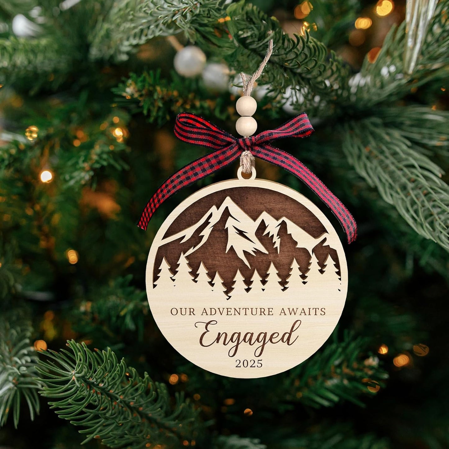 Pawzity Engagement Gifts for Couples - Engagement Gifts for Women, Her, Bride to Be, Couple - Just Engaged Gift for Her, Friends - Engaged Ornament 2025 - Newly Fiance Gift for Her - Wood Ornament