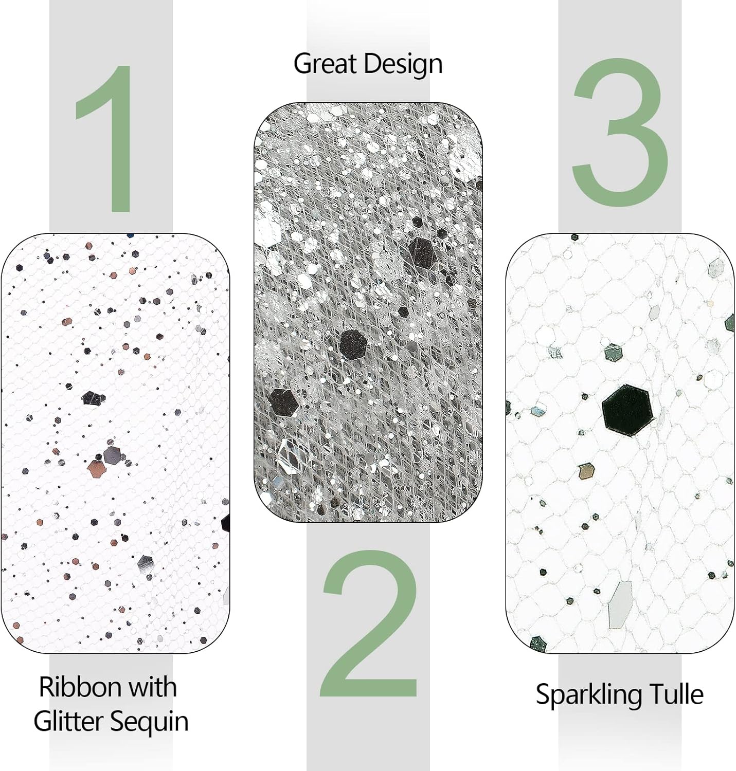 Glitter Tulle Rolls, 6” by 50 Yards (150FT) Sparkling Tulle Spool Ribbon Sequin Tulle Netting Fabric for Tutu Skirt Wedding Birthday Baby Shower (Silver)