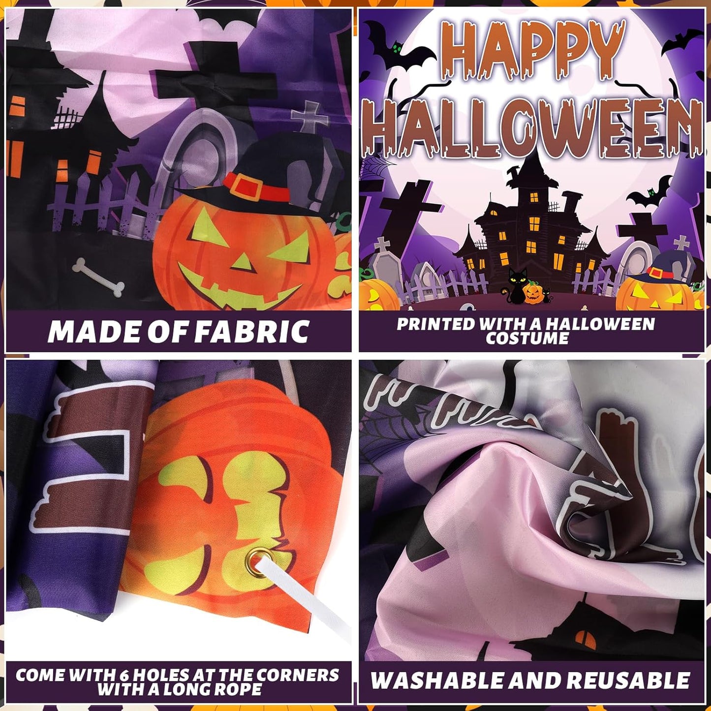 Halloween Photo Booth Props Frame Party Decorations 35 x 73Inch Halloween Picture Backdrop for Birthday Party Supplies Indoor Outdoor Decor (Purple)