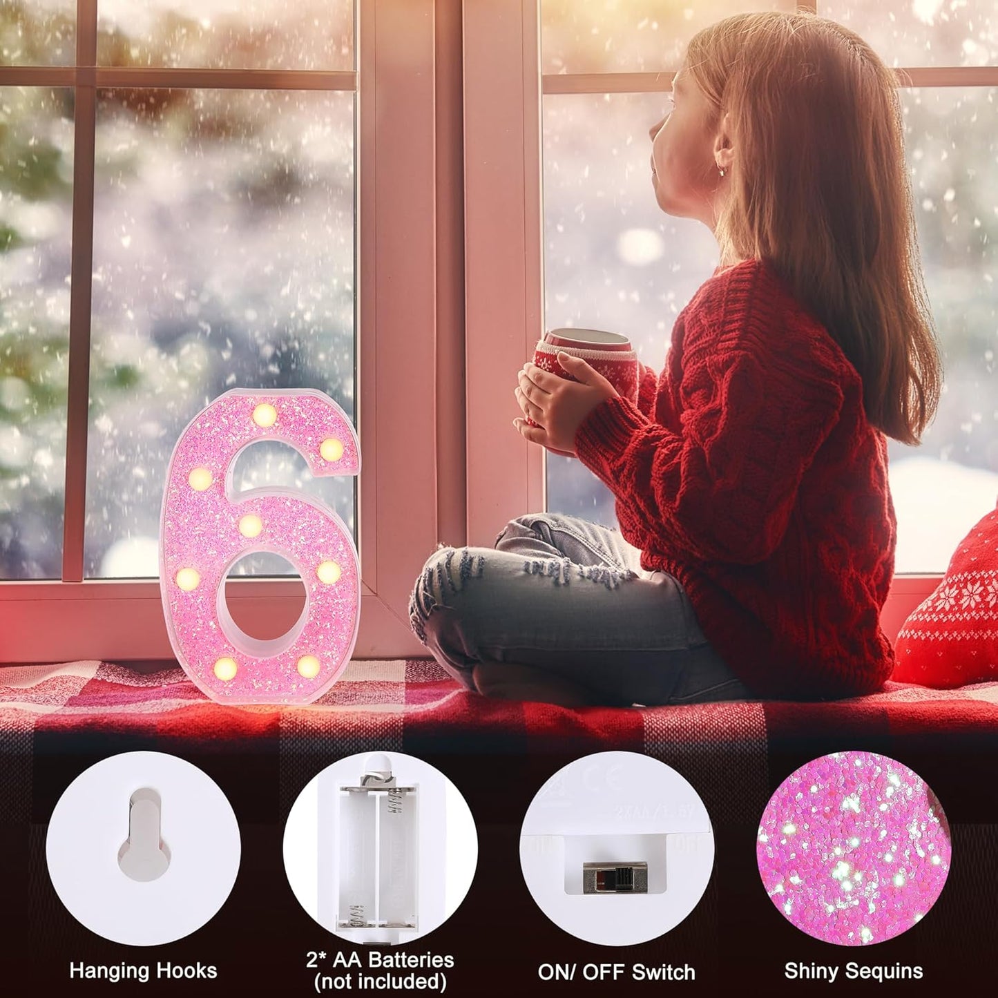 Foaky Pink Light up Letters，Pink Party Decorations,Girls Room Decor,Glitter Marquee Numbers,Alphabet Letter Sign for Night Light Birthday Party Girls Gifts, Home Bar Decoration (1)