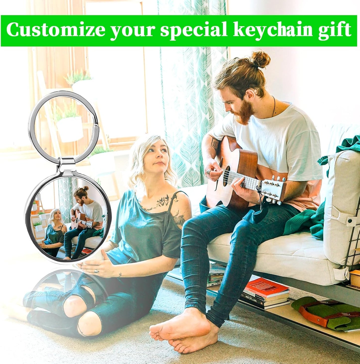 Double Side Custom Keychain with Picture Personalized Engraving Photo Text Customized Gifts for Men Women