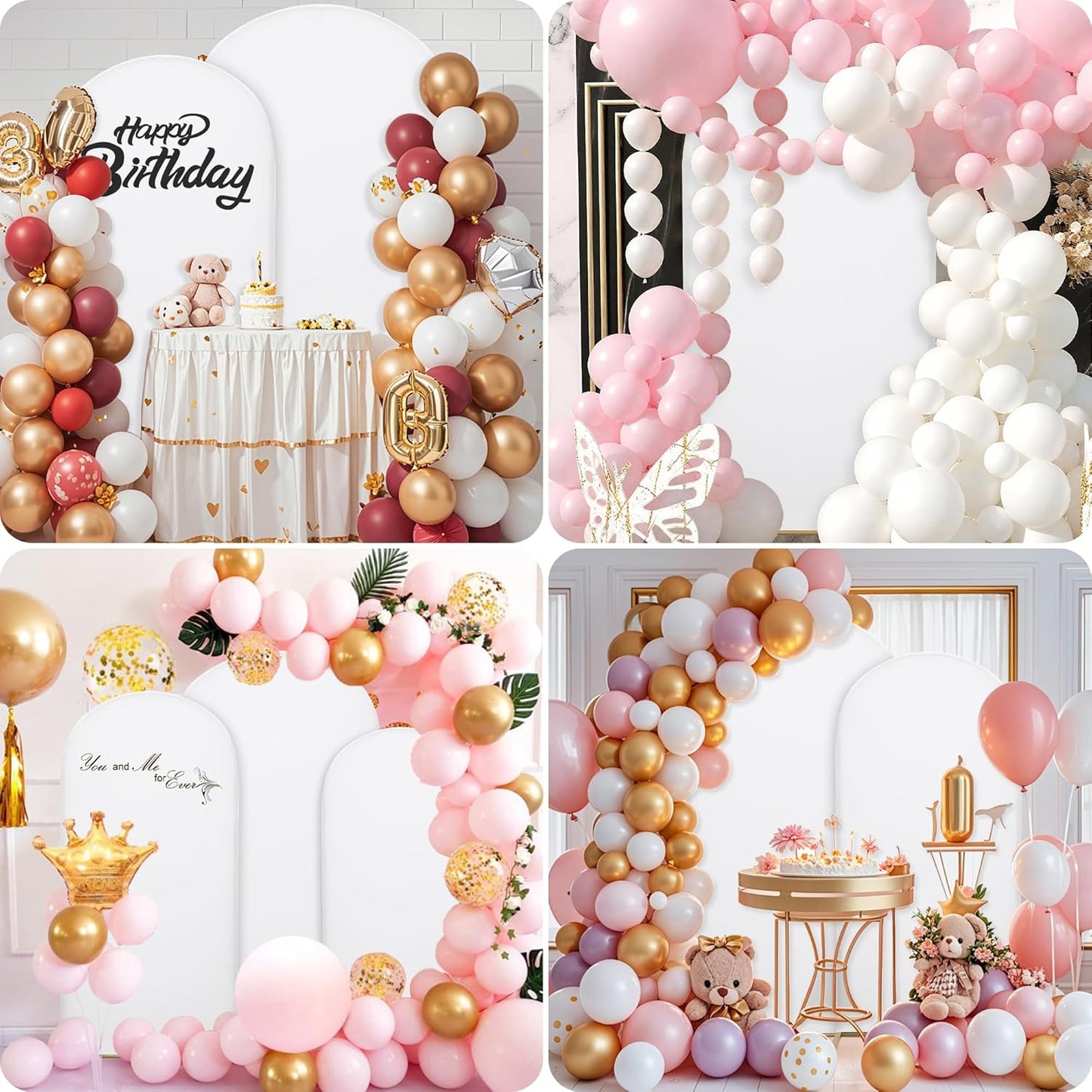 6.6FT Wedding Arch Covers Arch Backdrop Cover Arch Stand Covers Set Arch Cover Spandex Fabric Stretchy Backdrop for Wedding Birthday Party Decoration Baby Shower (White, Cover Only)