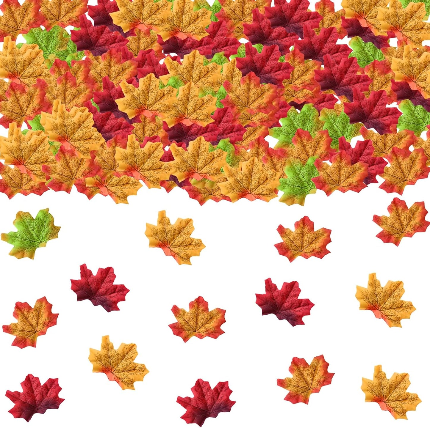 Maple Leaves Confetti,200pcs Fall Leaves Party Table Decorations Scatter Foil Confetti for Autumn Harvest Thanksgiving Wedding Throwing Table Decoration Glitter Party Supplies (green)